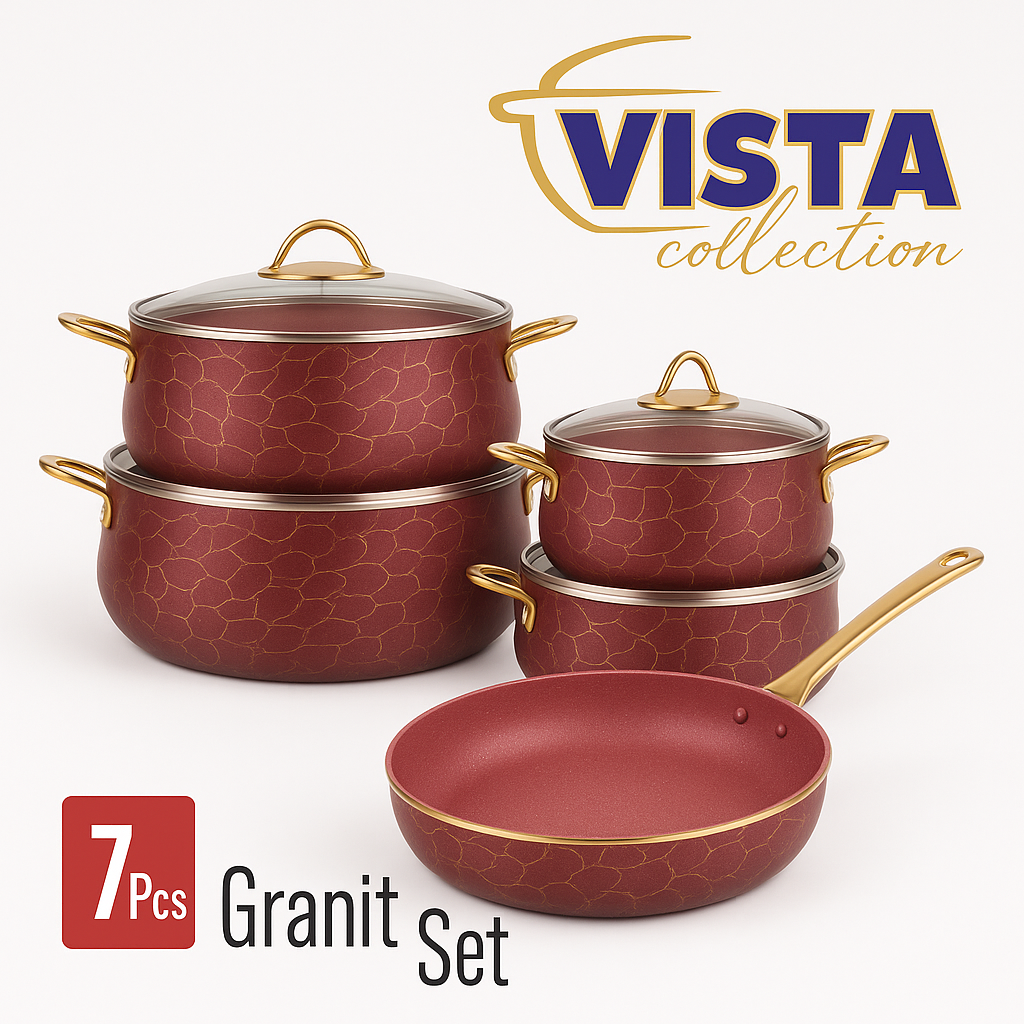 Set de Ollas y Sartén Vista Collection – 7 Piezas Granito