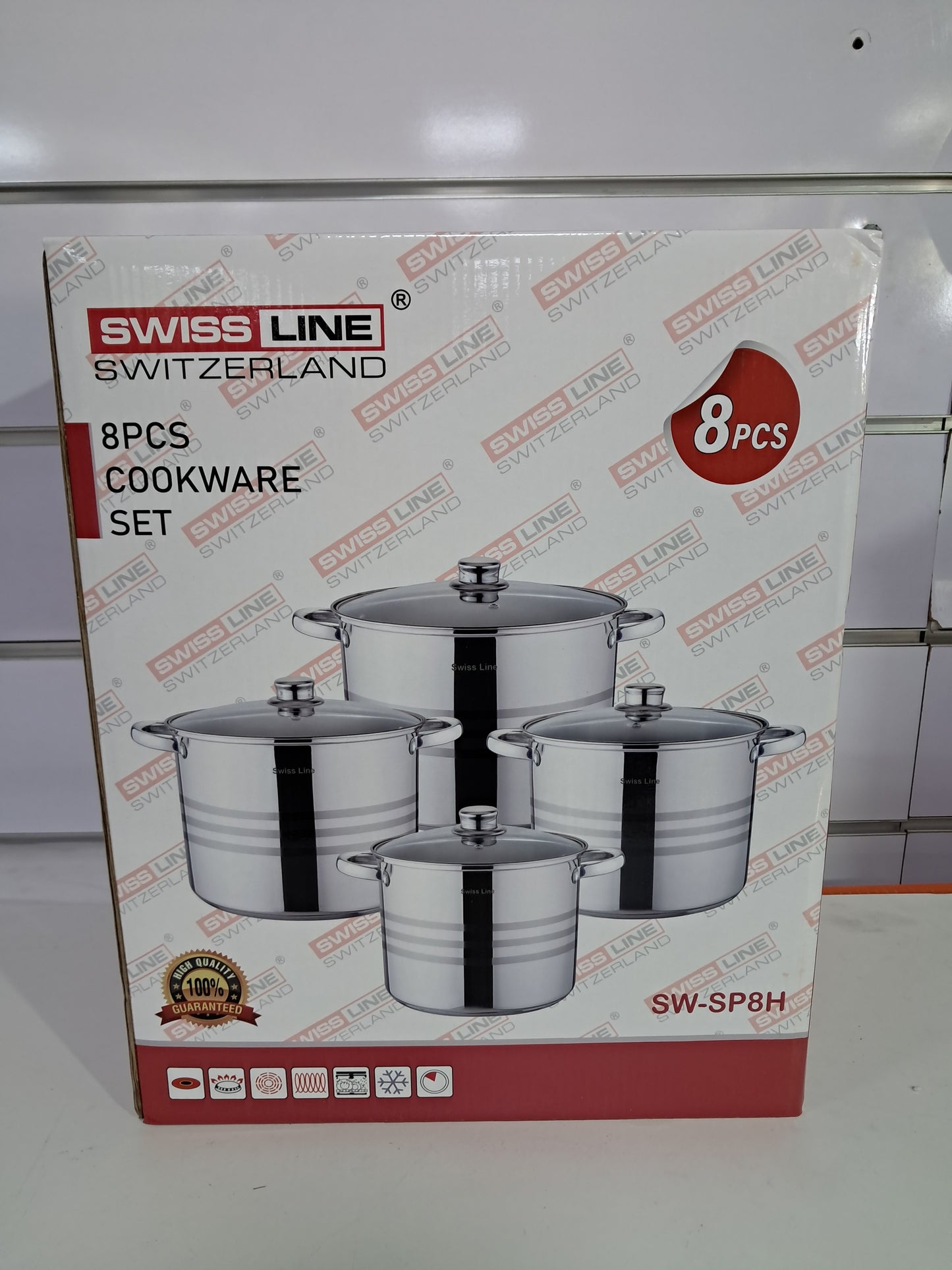Juego de 4 Ollas Alta de Acero Inoxidable 6L/8L/10L /12L