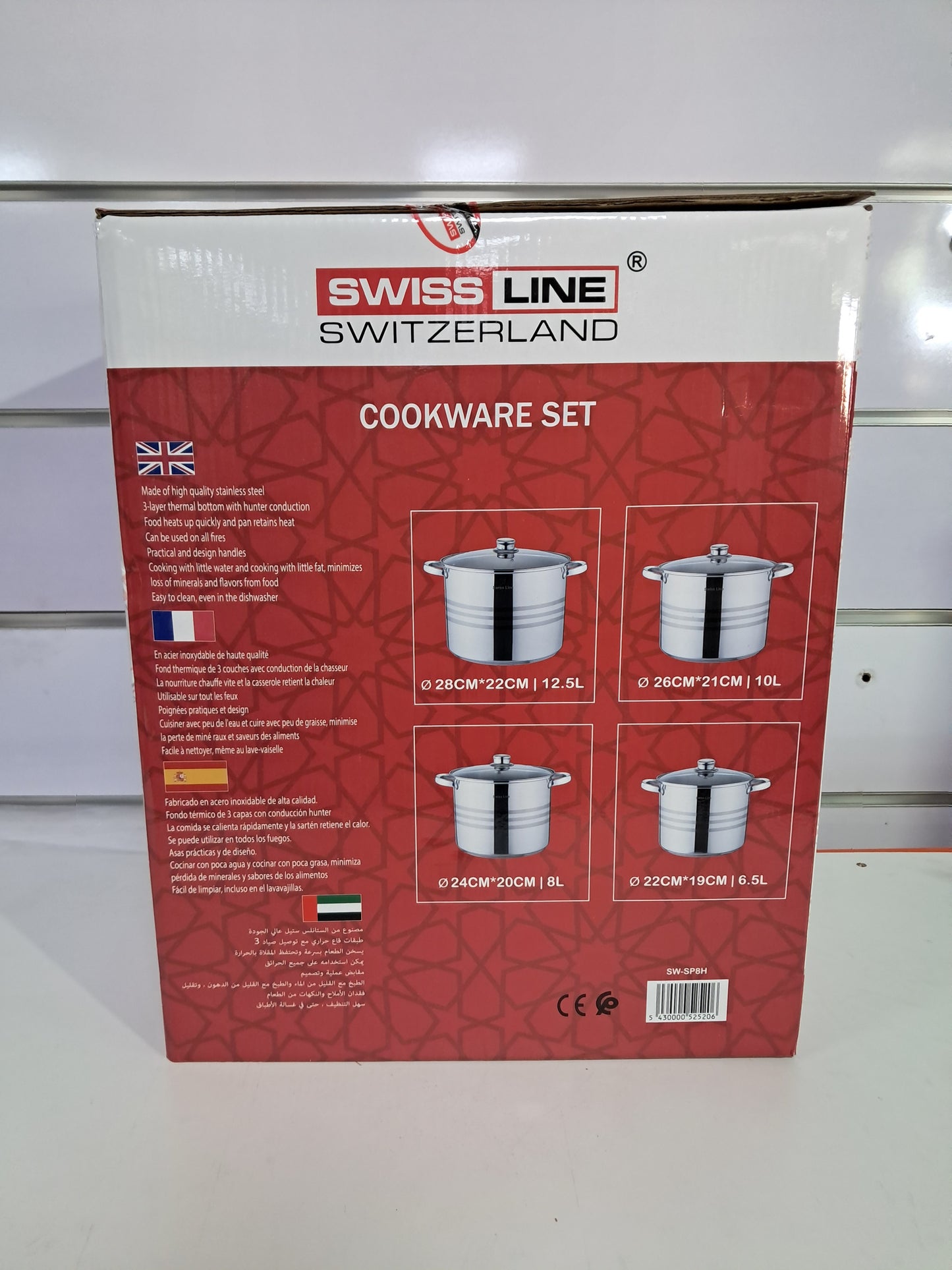 Juego de 4 Ollas Alta de Acero Inoxidable 6L/8L/10L /12L