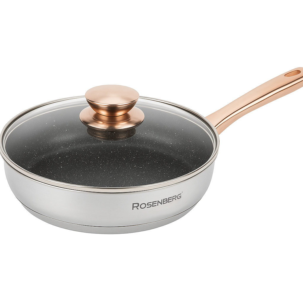 Juego de Ollas y Sartenes de Acero Inoxidable con Tapa de Vidrio