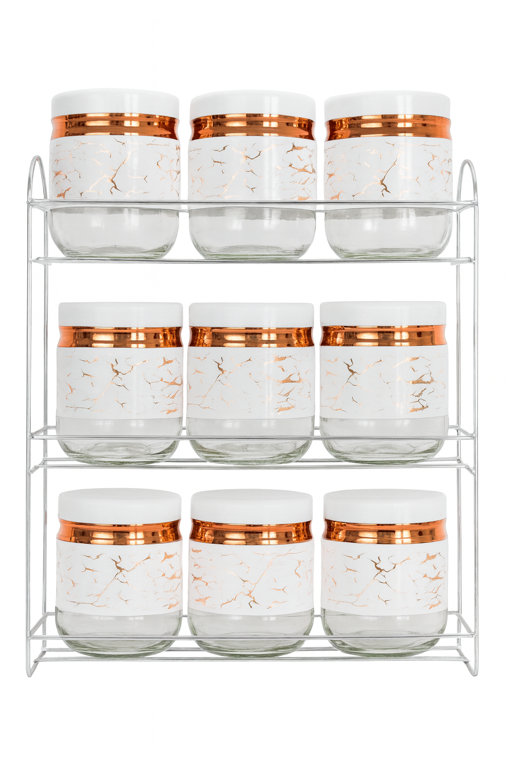 Juego de Frascos y Especieros con Soporte Metálico