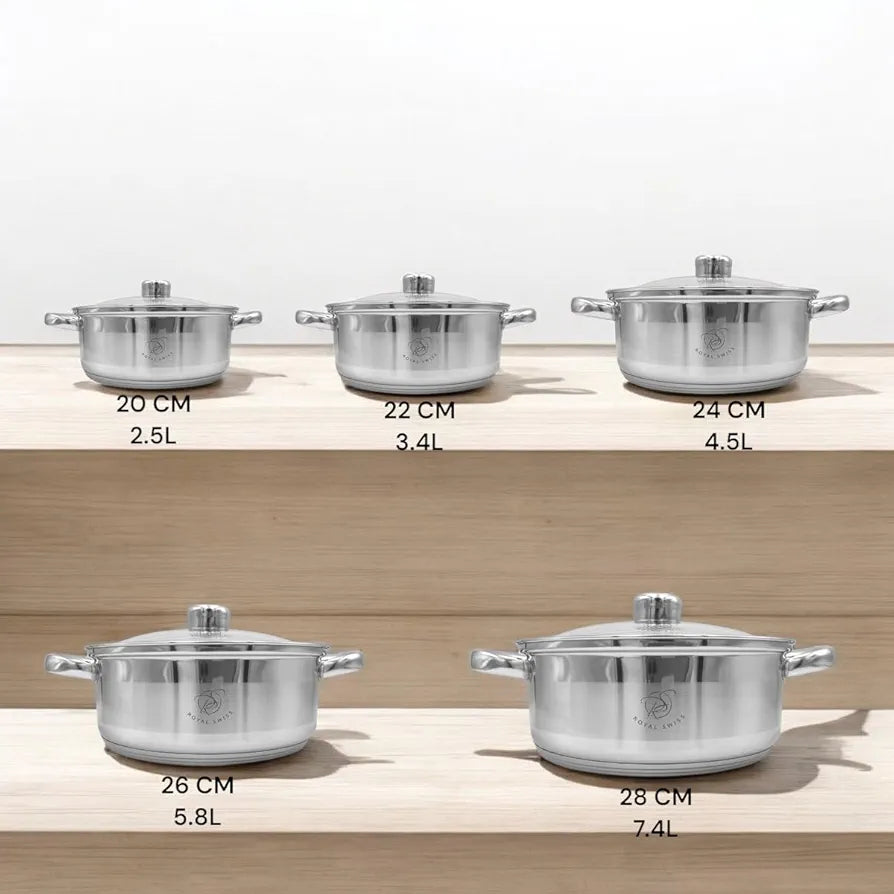 Set de Ollas Royal Swiss Acero Inoxidable (5 Piezas)
