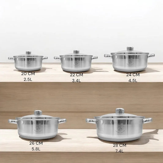 Set de Ollas Royal Swiss Acero Inoxidable (5 Piezas)