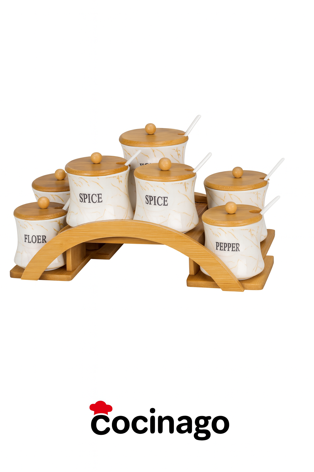 Juego de Frascos y Especieros con Soporte Metálico