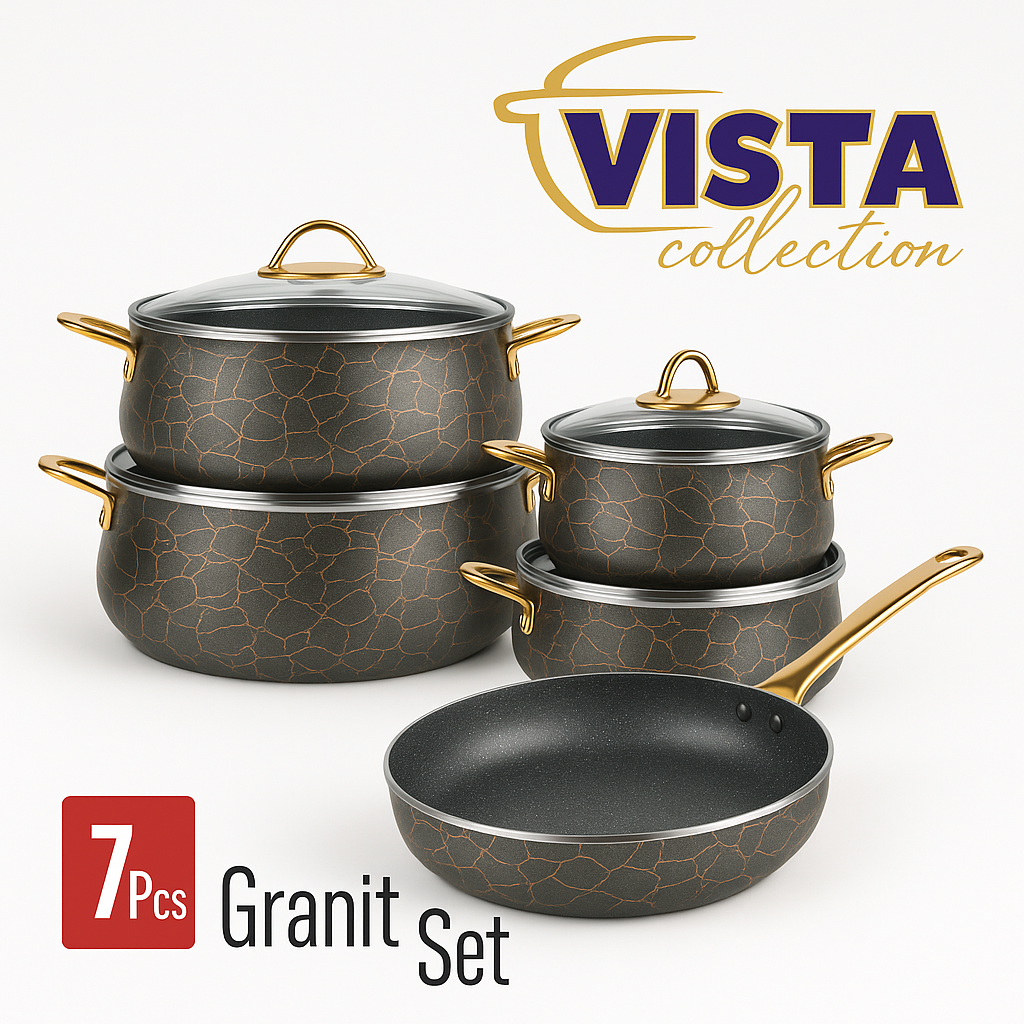 Set de Ollas y Sartén Vista Collection – 7 Piezas Granito