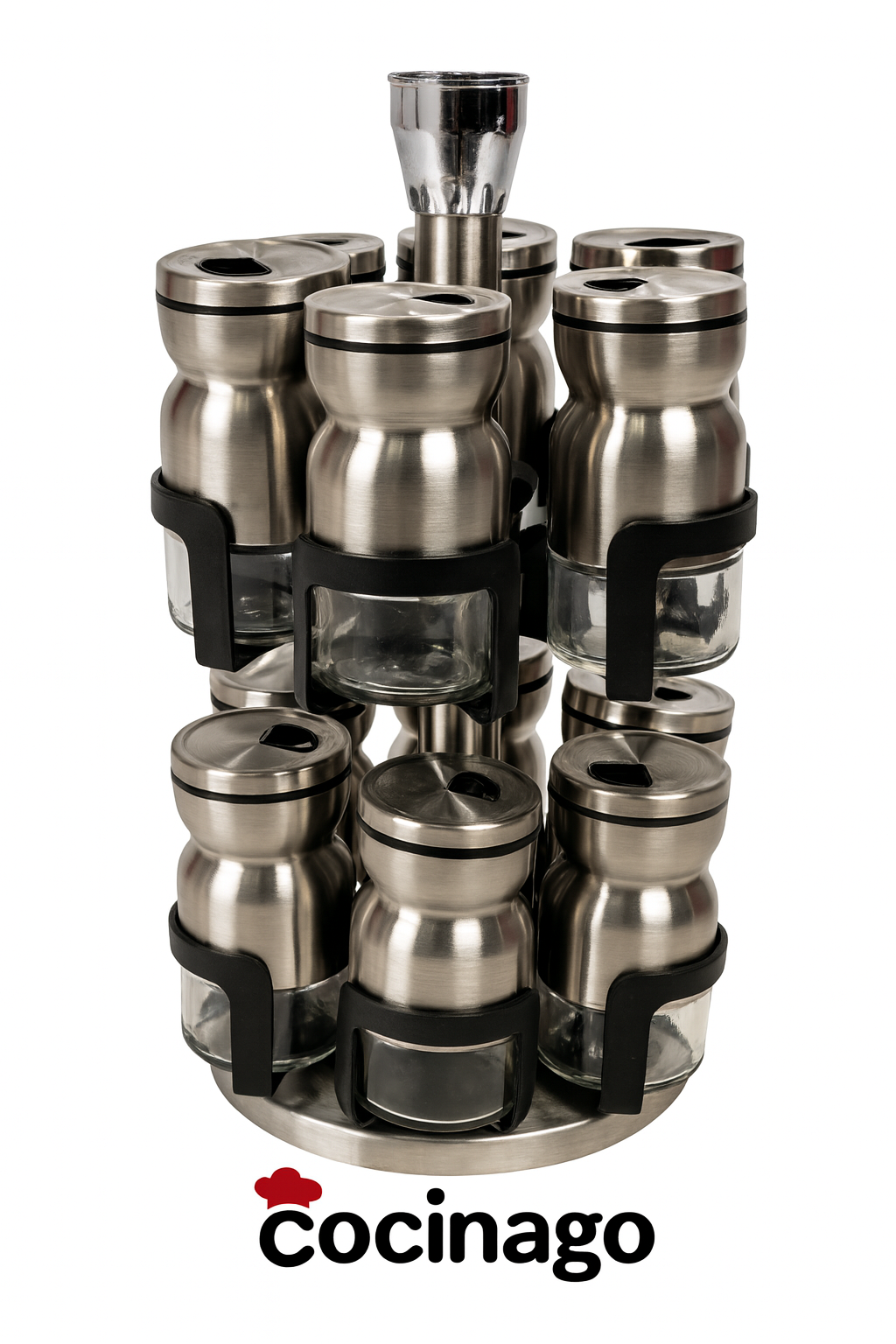 Juego de Frascos y Especieros con Soporte Metálico